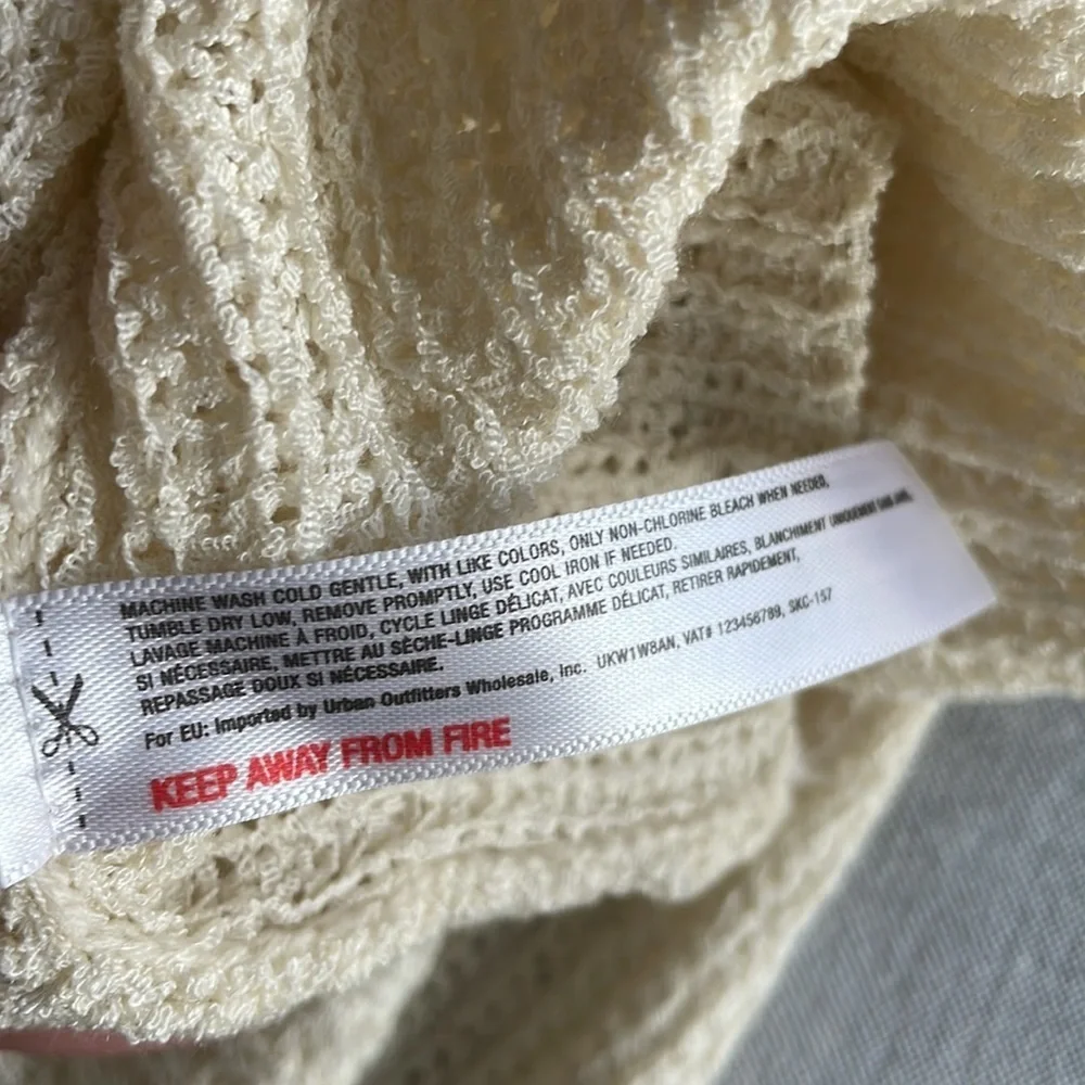ANTHROPOLOGIE cream open weave loose kimono cardigan with wide sleeves one size